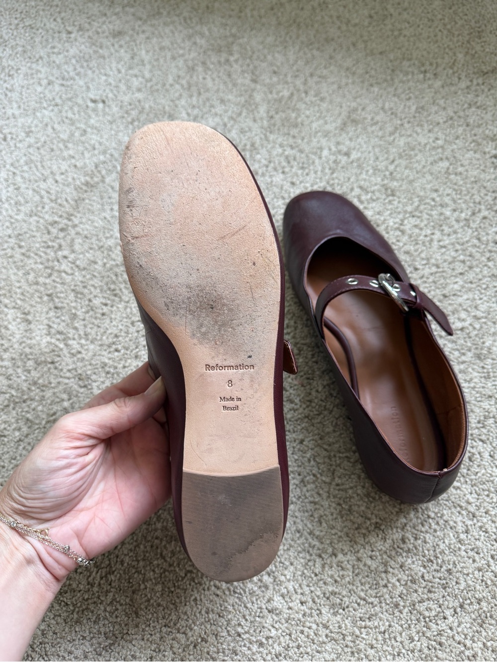 Reformation Bethany Ballet Flats Burgundy - Picture 2 of 3